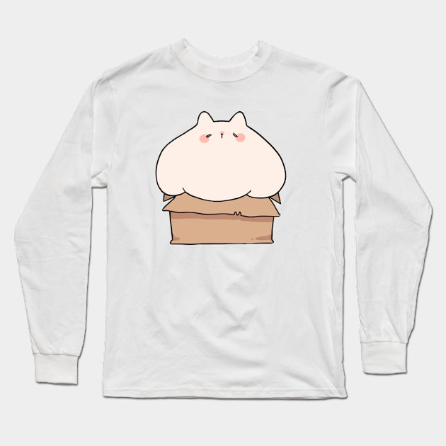 Chubby Cat in a Box Long Sleeve T-Shirt by Bumcchi